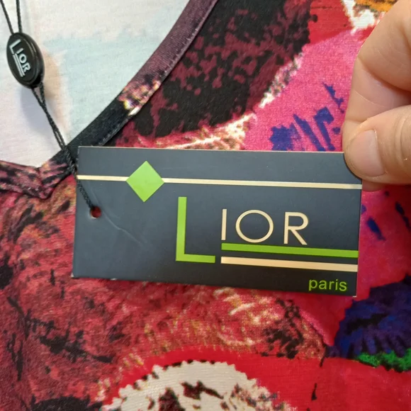 Lior Multicolor V-Neck Women's Tunic Top - Red, Green, Black - Picture 4 of 5